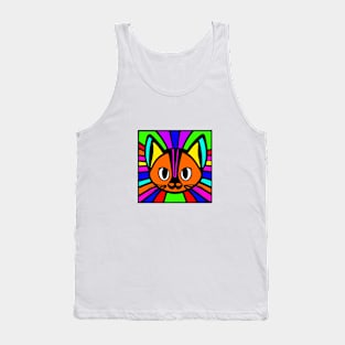 Cat rainbow colors illustrated Tank Top